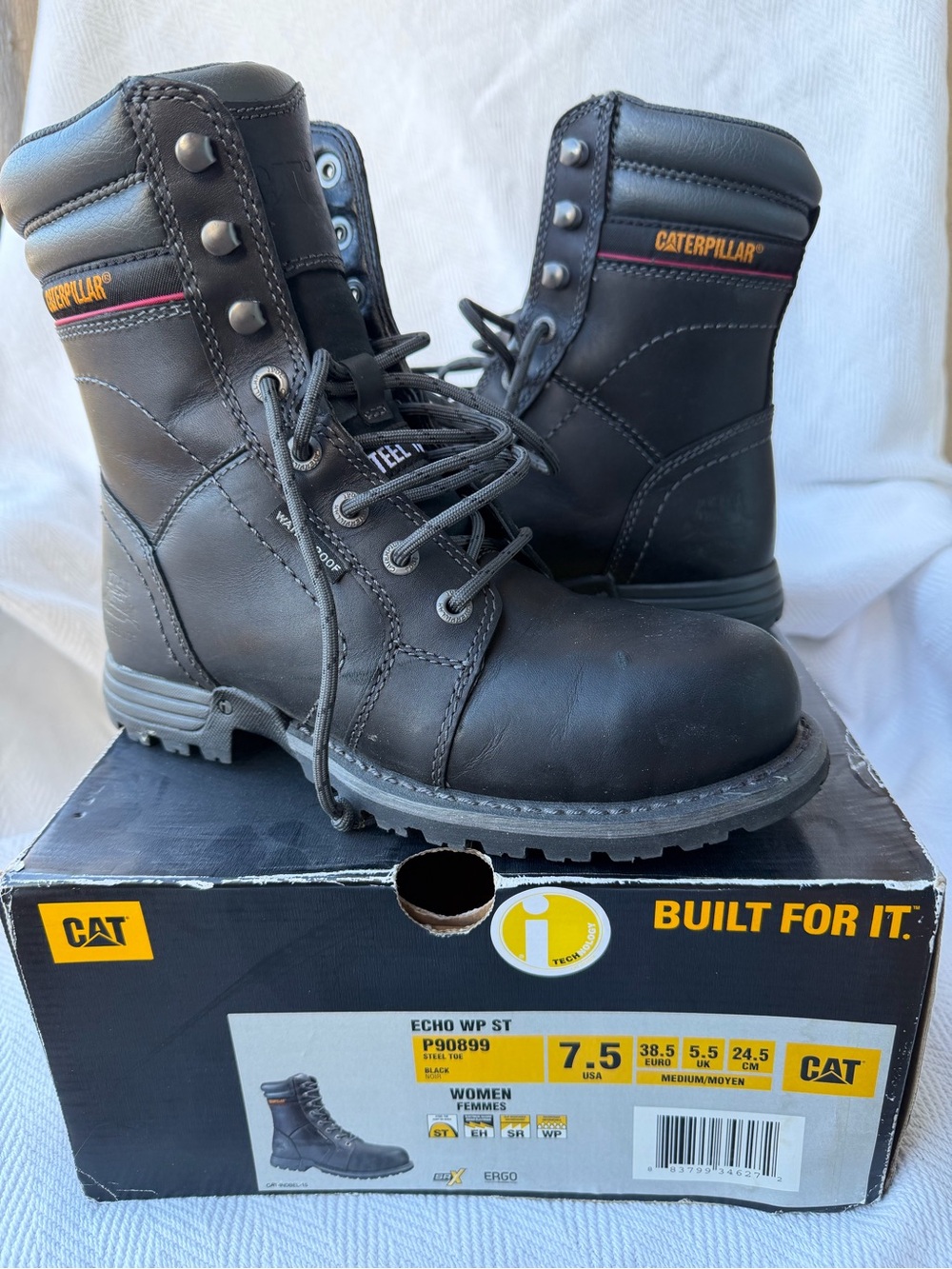 Caterpillar Women’s Black Steel-Toe Work Boots